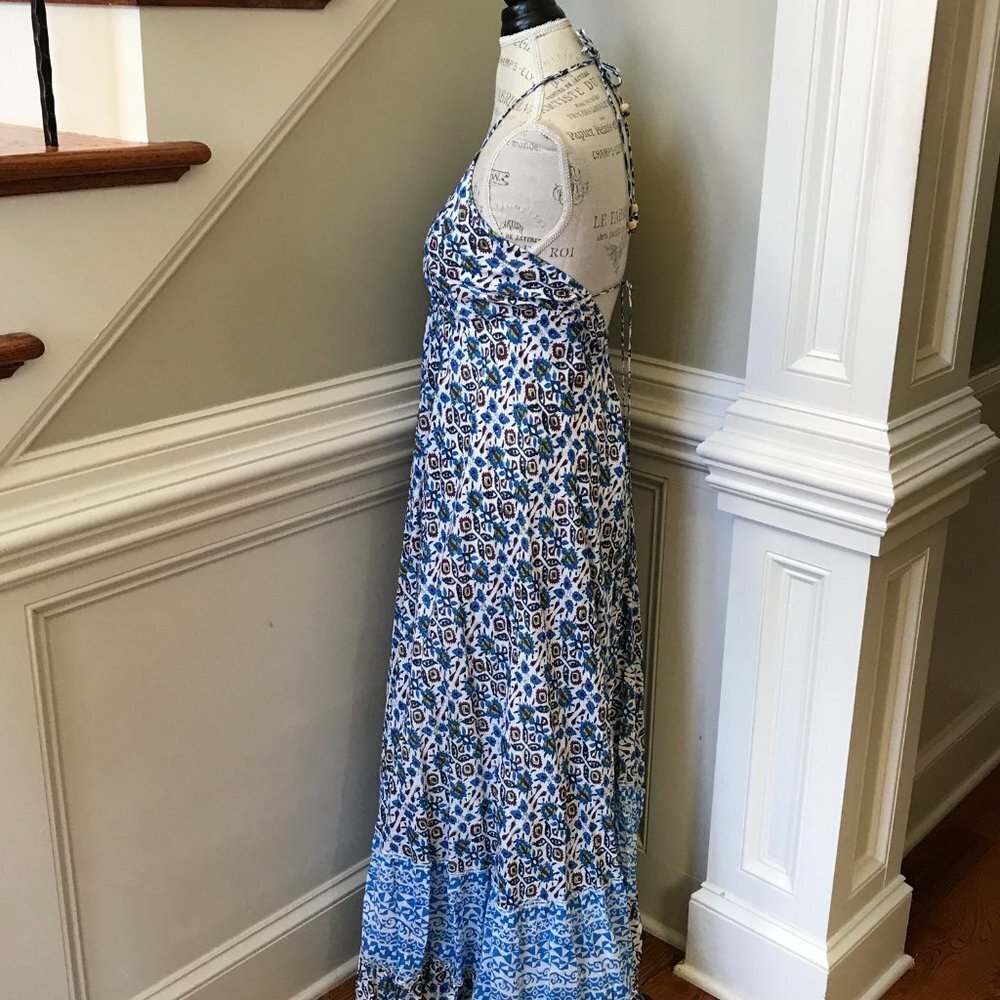 Roberta Roller Rabbit Marble Lois Maxi Dress Womens Small Blue V-Neck Sleeveless - Picture 10 of 14